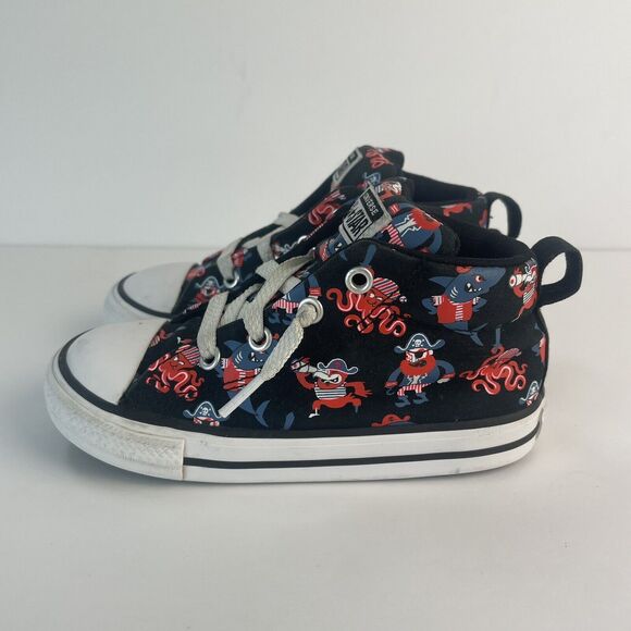 Converse All Stars Chuck Taylor Pirate Print Mid-Tops Infant Toddler Size 9 AHOY - Picture 1 of 7